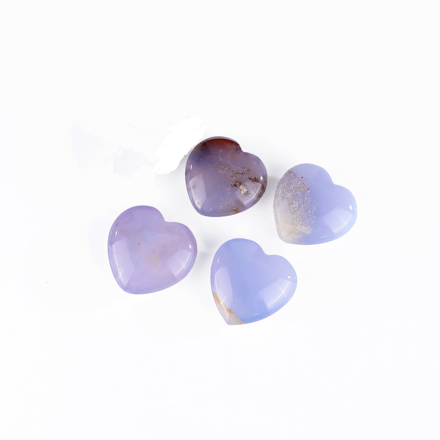 Natural Blue Chalcedony Hand Carved Crystal Heart