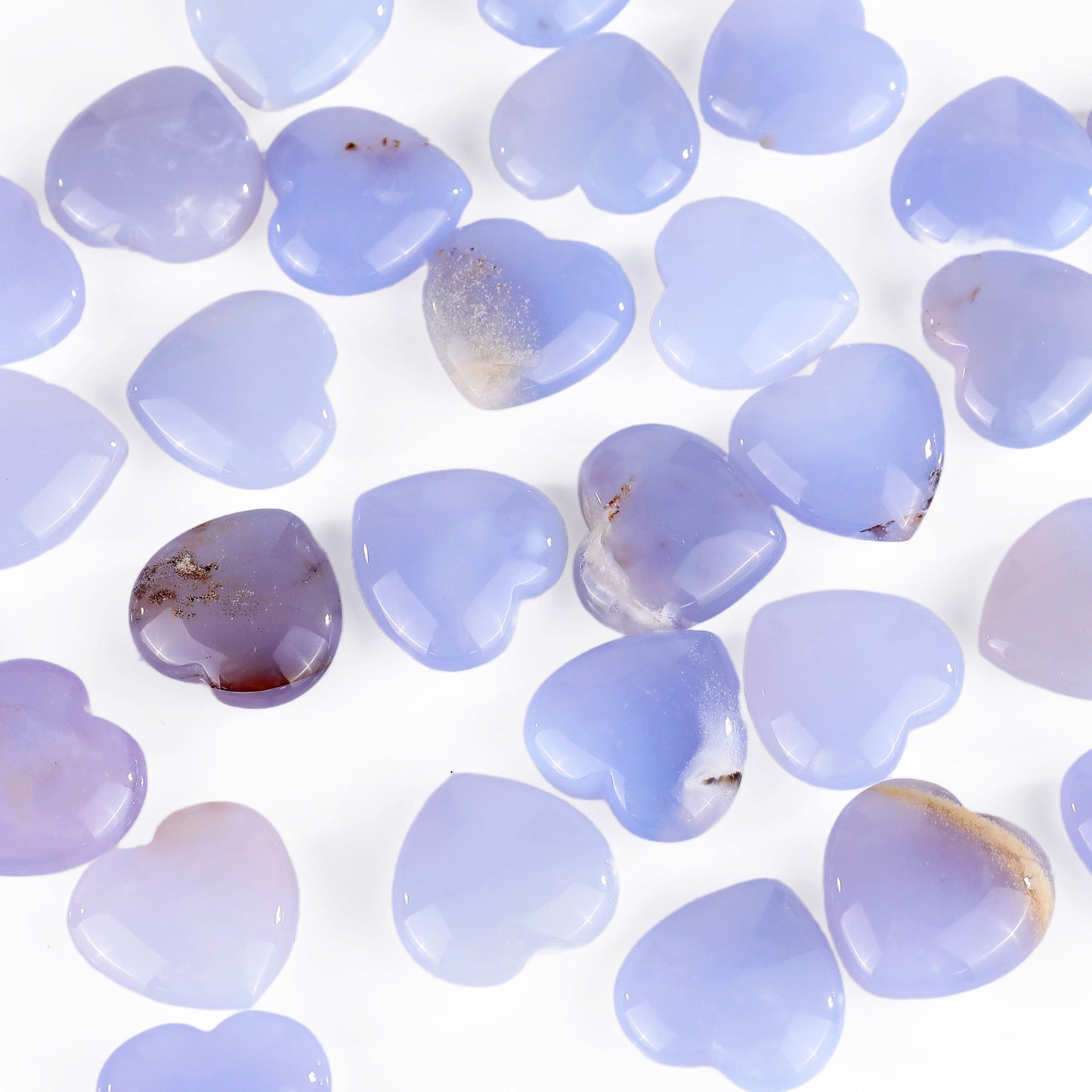 Natural Blue Chalcedony Hand Carved Crystal Heart