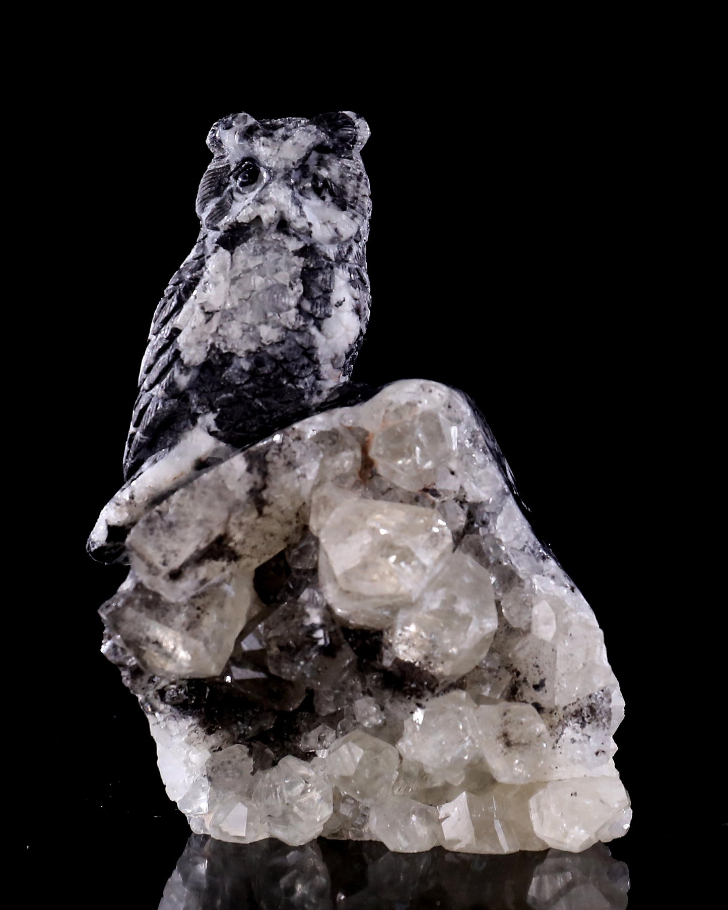 Natural Quartz Rock Druse Hand Carved Crystal Owl Sculpture Dedicated Link For Checkout