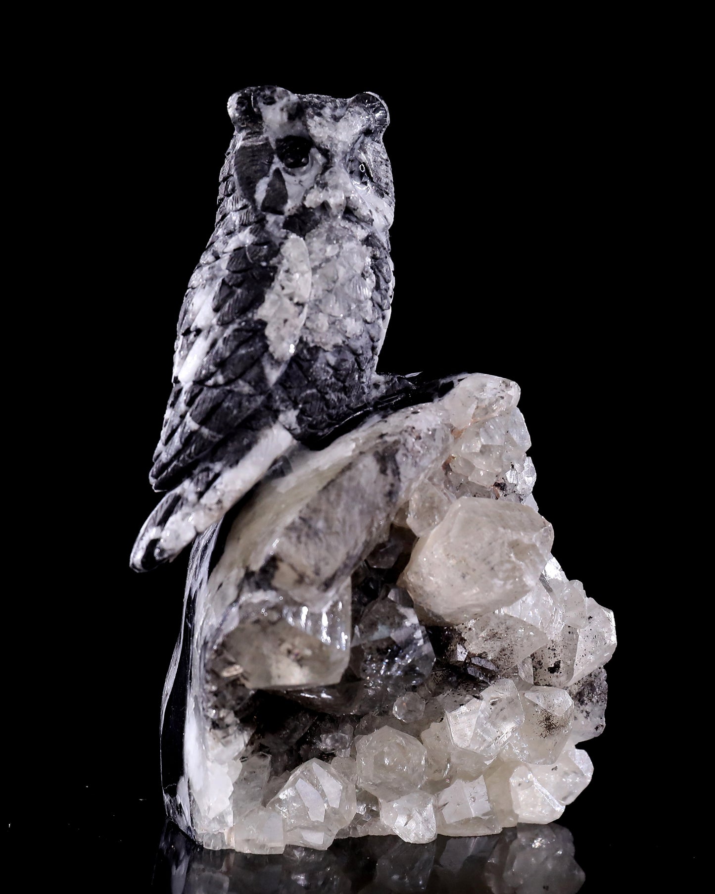 Natural Quartz Rock Druse Hand Carved Crystal Owl Sculpture Dedicated Link For Checkout