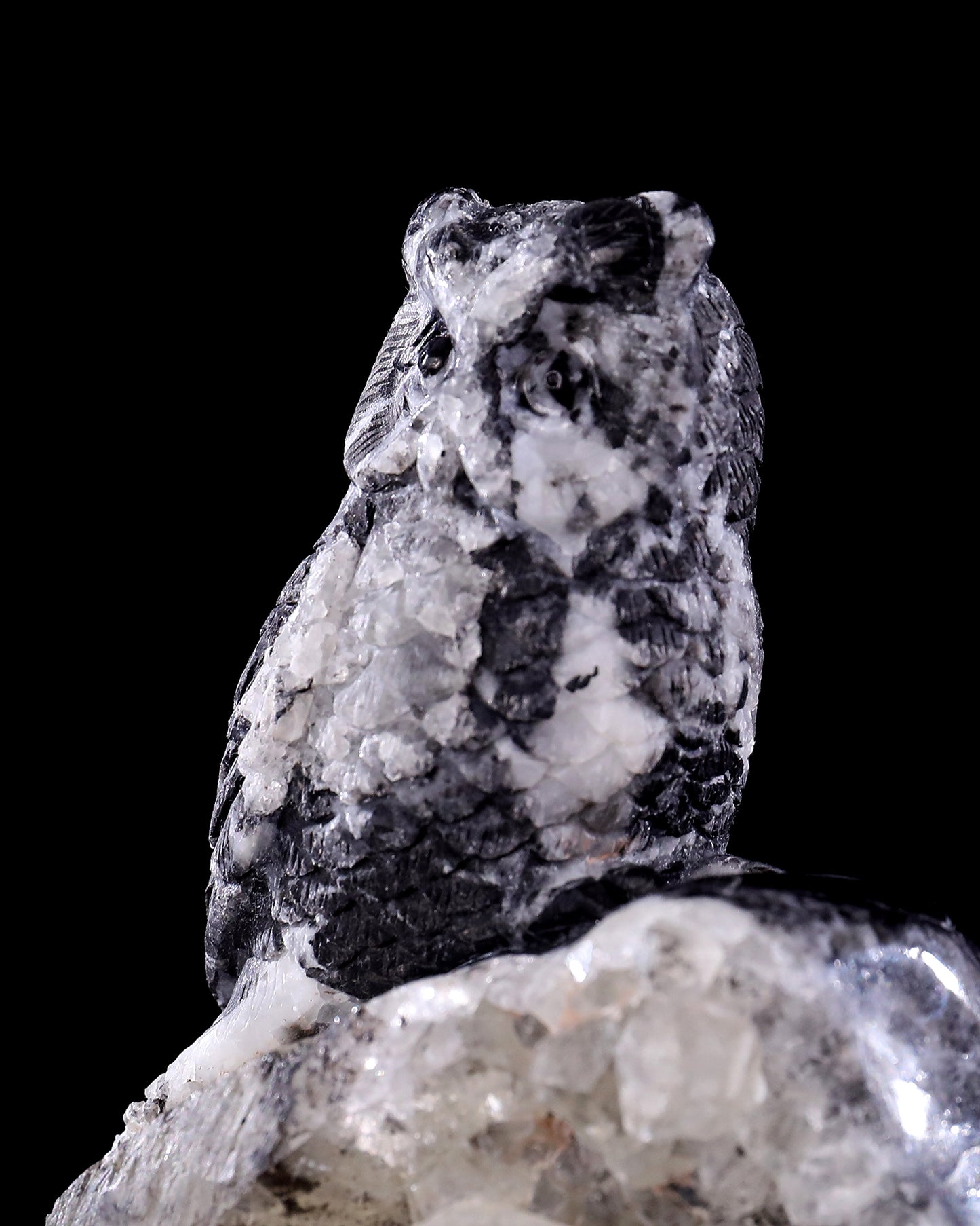 Natural Quartz Rock Druse Hand Carved Crystal Owl Sculpture Dedicated Link For Checkout