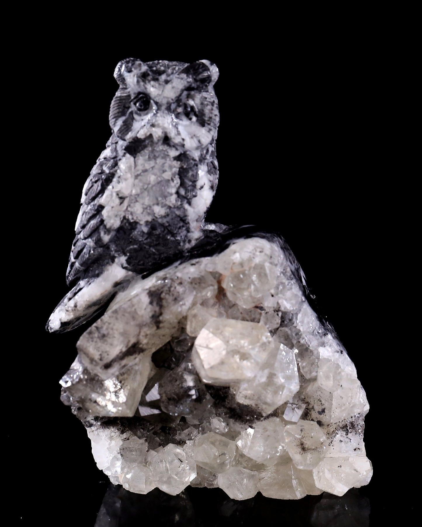 Natural Quartz Rock Druse Hand Carved Crystal Owl Sculpture Dedicated Link For Checkout