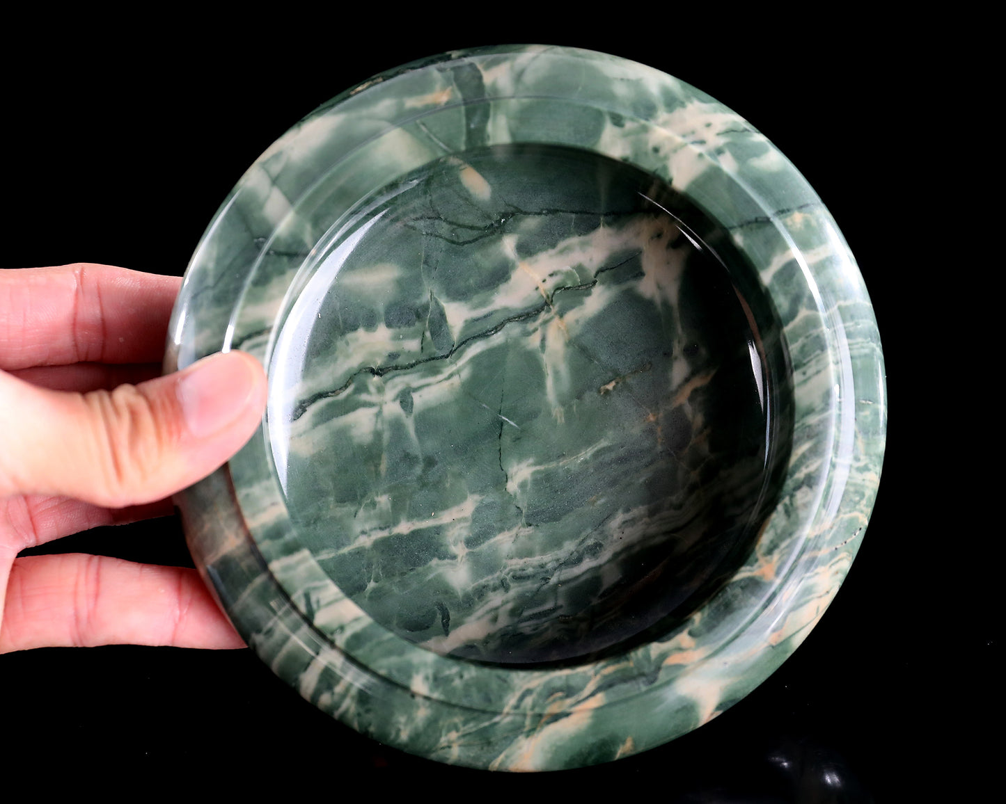 5.7" Jiulong Jade Hand Carved Crystal Ashtray