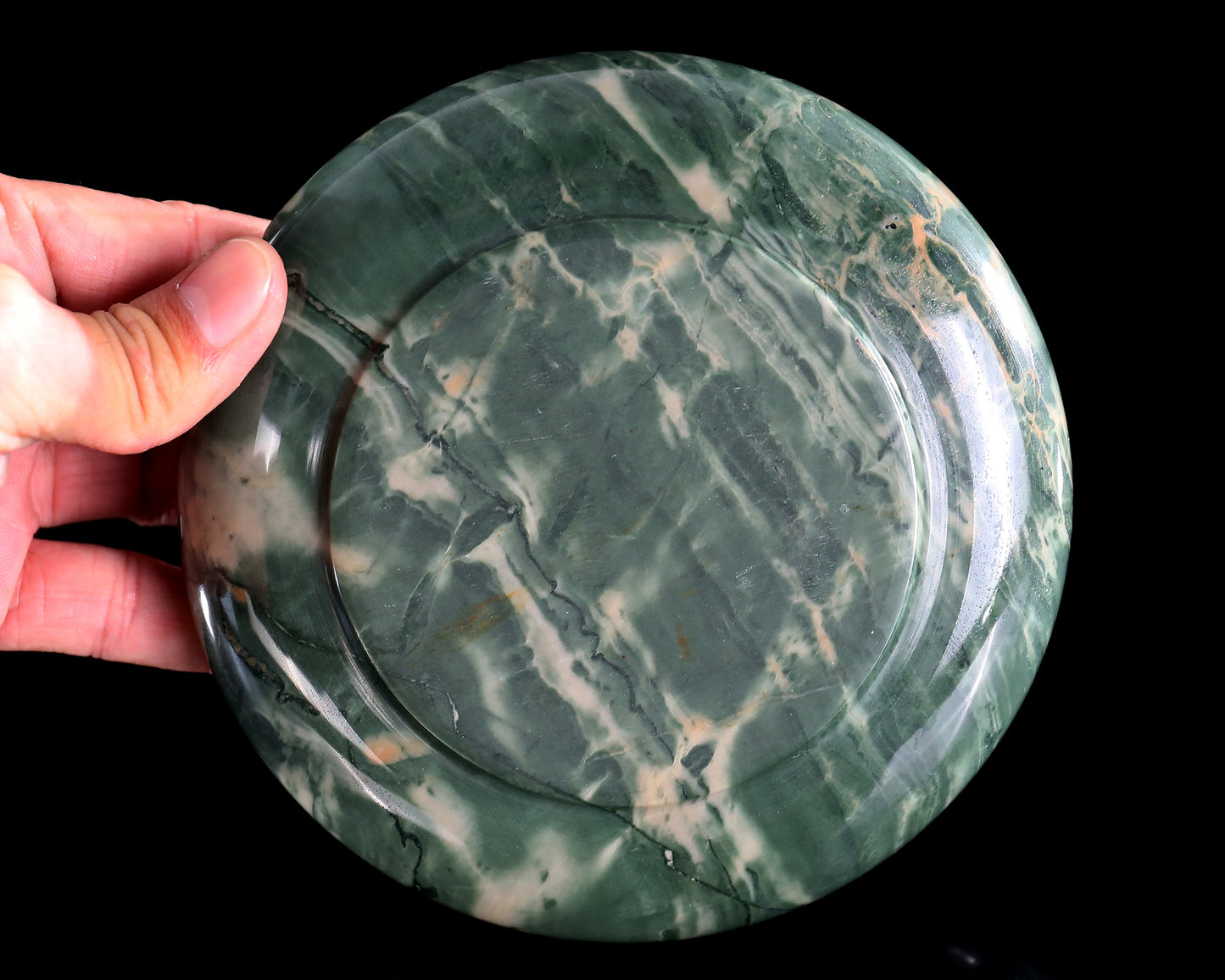 5.7" Jiulong Jade Hand Carved Crystal Ashtray