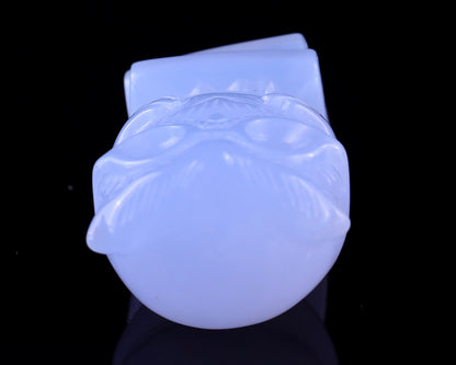 1.9" Blue Chalcedony Hand Carved Crystal Owl Sculpture Crystallumi