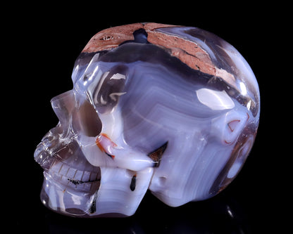 3.0" Hot Lava Agate Hand Carved Crystal Realistic Skull Sculpture