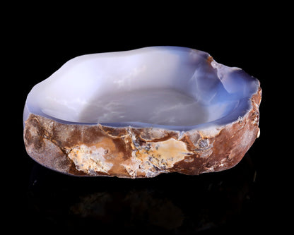 6.3" Blue Chalcedony Hand Carved Crystal Jewelry Tray Fruit Tray