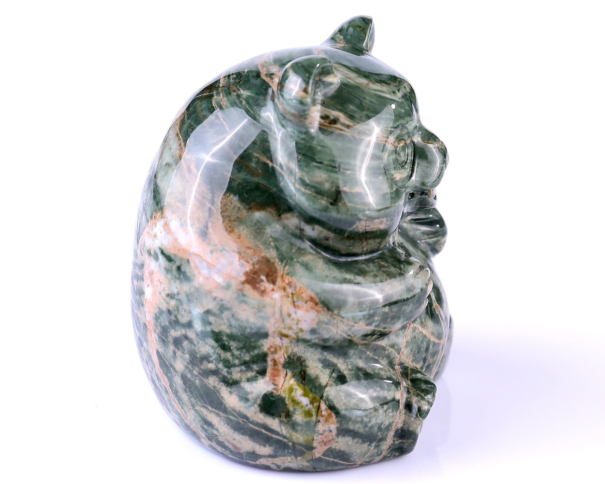 2.8" Jiulong Jade Hand Carved Crystal Panda Sculpture Crystallumi