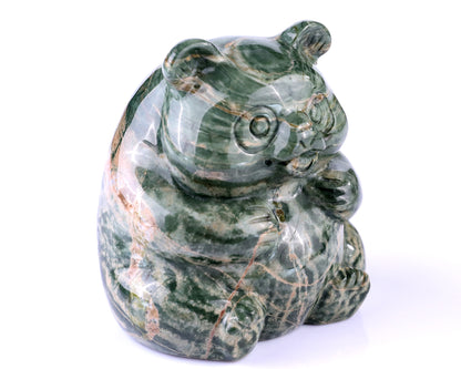 2.8" Jiulong Jade Hand Carved Crystal Panda Sculpture Crystallumi