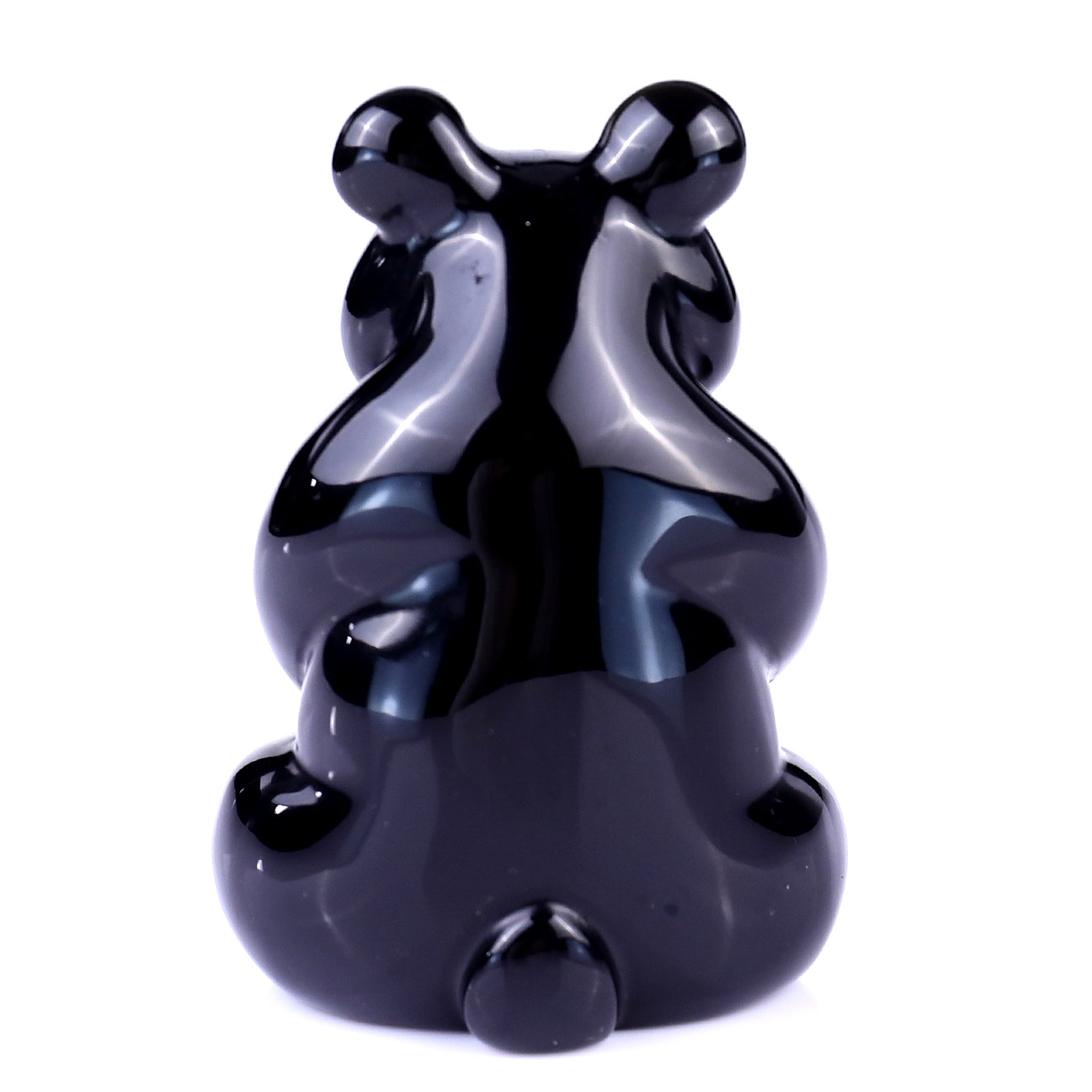 2.9" Black Obsidian Hand Carved Crystal Panda Sculpture Crystallumi