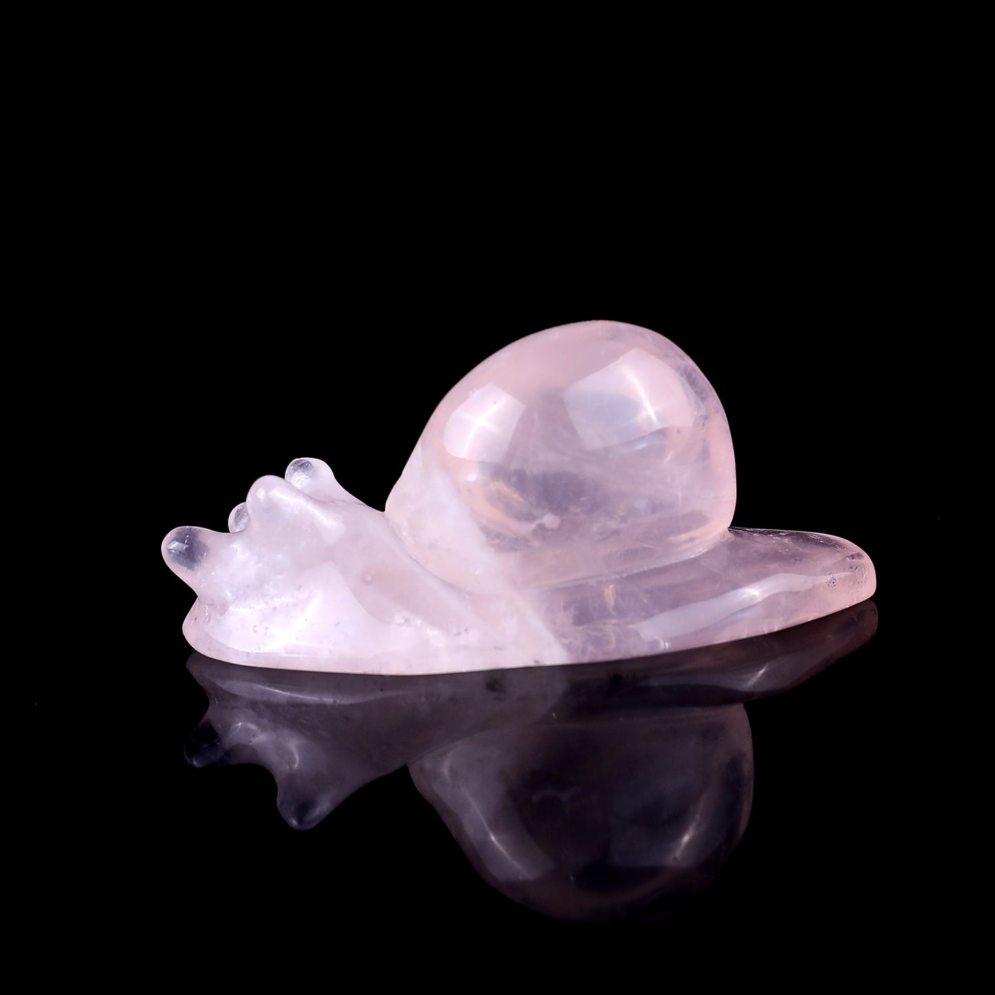 2.9" Rose Quartz Hand Carved Crystal Snail Sculpture Crystallumi
