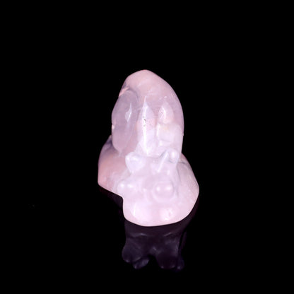 2.9" Rose Quartz Hand Carved Crystal Snail Sculpture Crystallumi