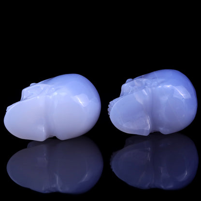 3.0" Blue Chalcedony Hand Carved Crystal Realistic Skull Sculpture Crystallumi