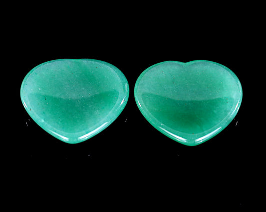 1.5" Green Aventurine Hand Carved Crystal Heart Shape Worry Stone,Massage Tool