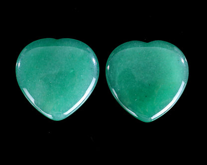 1.5" Green Aventurine Hand Carved Crystal Heart Shape Worry Stone,Massage Tool