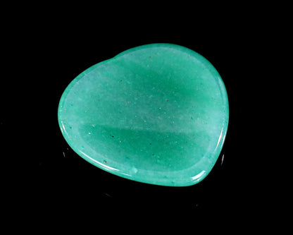1.5" Green Aventurine Hand Carved Crystal Heart Shape Worry Stone,Massage Tool