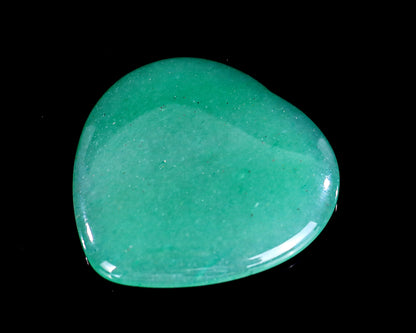 1.5" Green Aventurine Hand Carved Crystal Heart Shape Worry Stone,Massage Tool