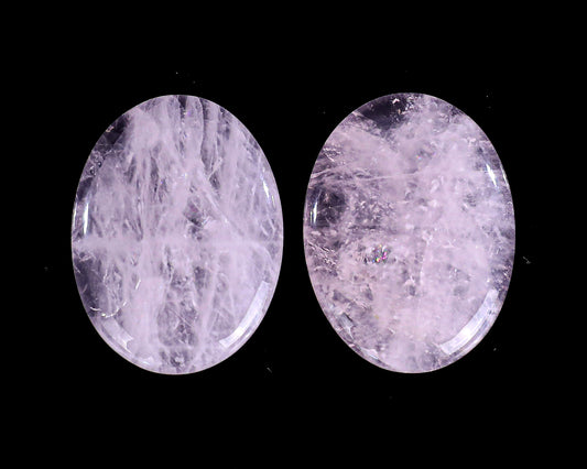 1.5" Rose Quartz Hand Carved Crystal Worry Stone,Massage Tool