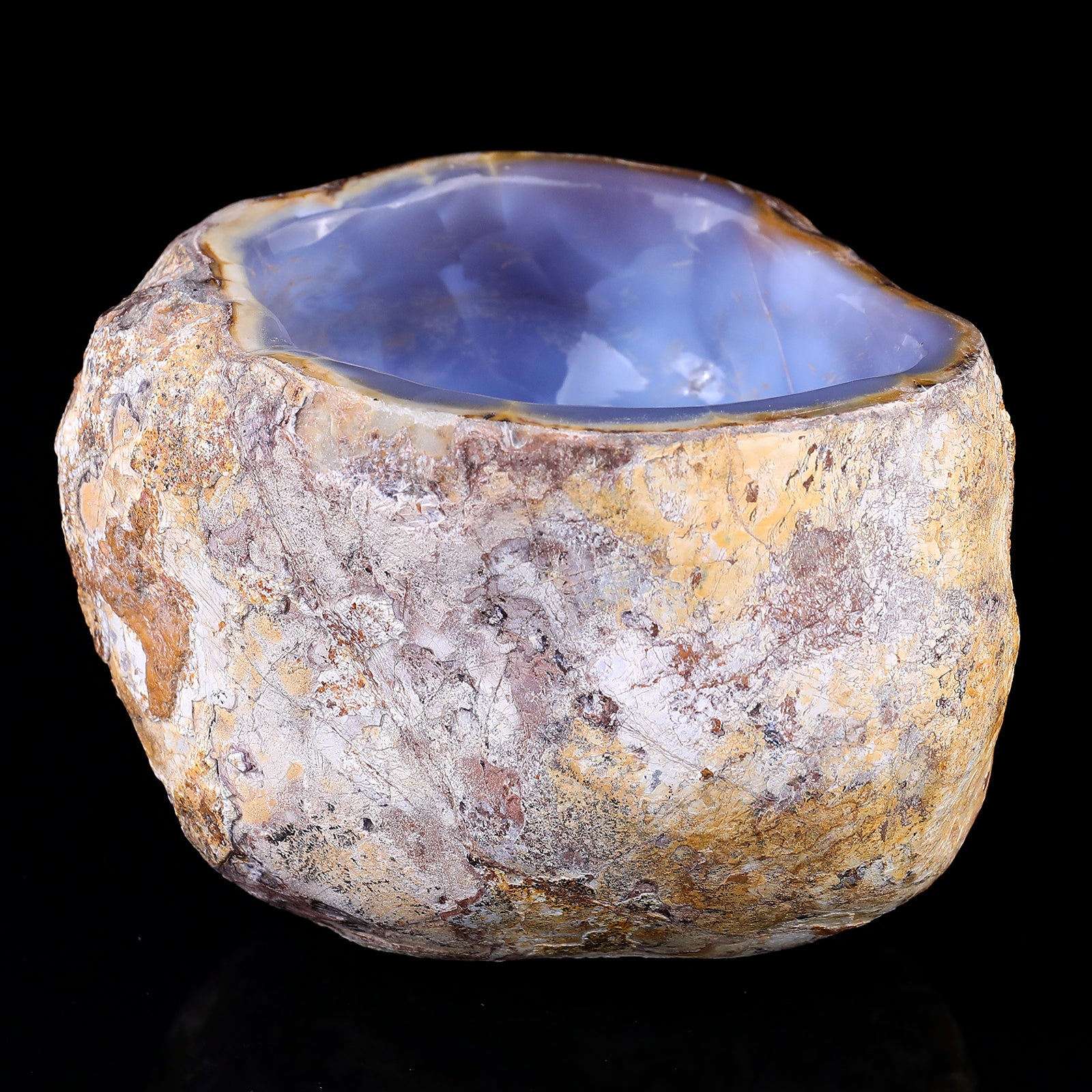 6.9" Blue Chalcedony Hand Carved Crystal Bowl Crystallumi