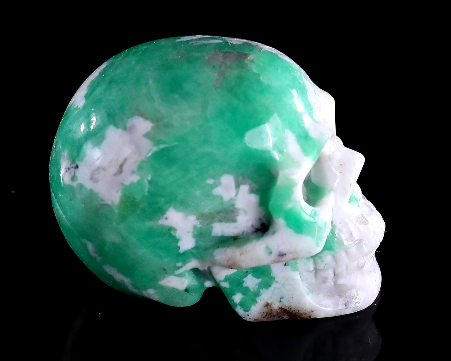 1.7" Emerald Hand Carved Crystal Realistic Skull Sculpture