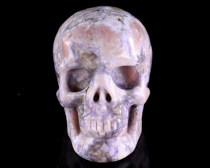 3.0" Blue Sakura Agate Hand Carved Crystal Realistic Skull Sculpture