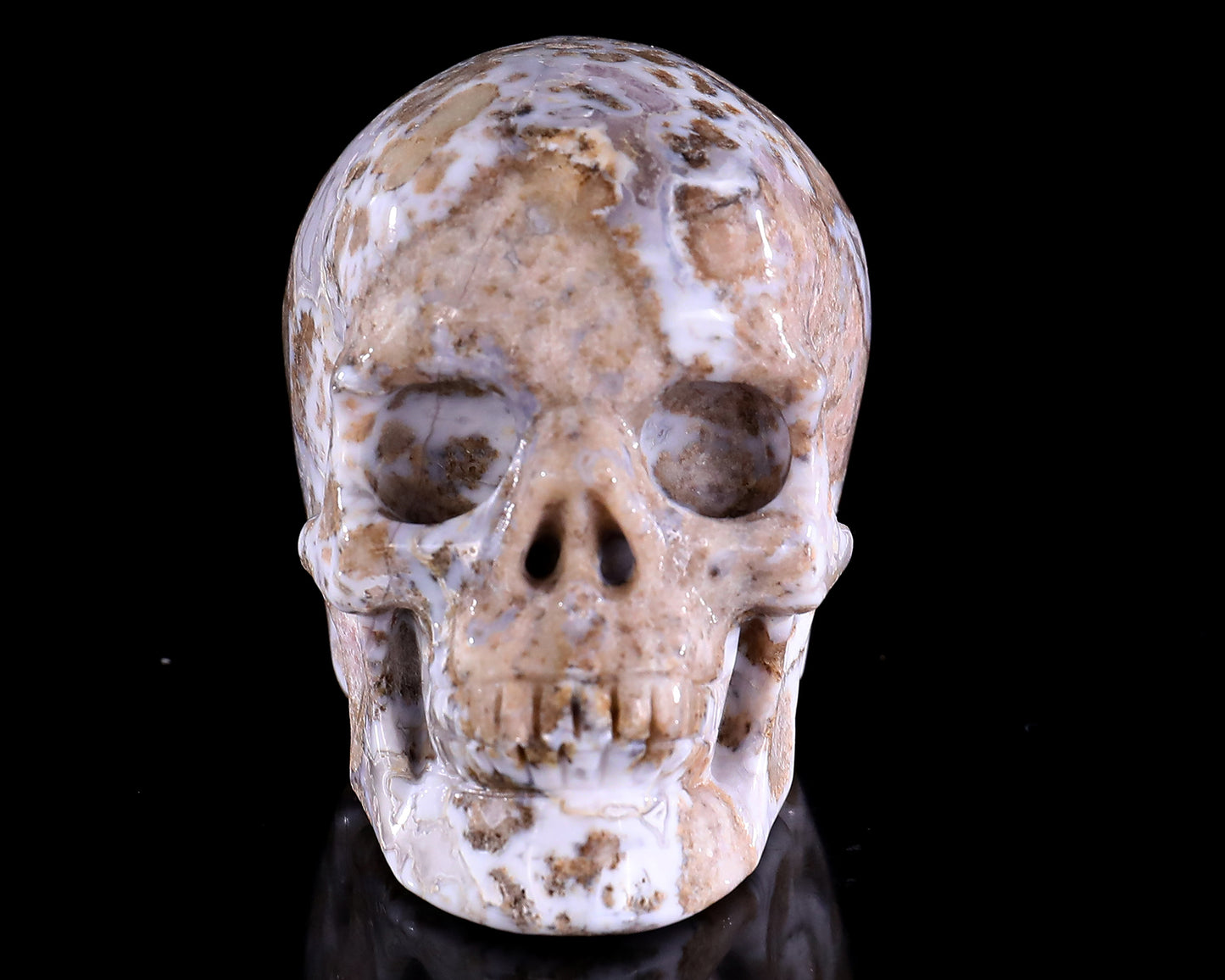 3.0" Blue Sakura Agate Hand Carved Crystal Realistic Skull Sculpture