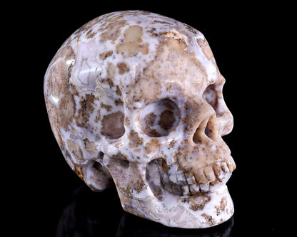 3.0" Blue Sakura Agate Hand Carved Crystal Realistic Skull Sculpture