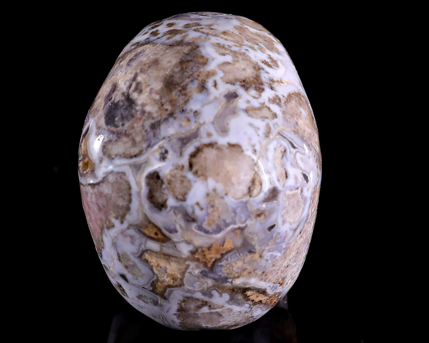 3.0" Blue Sakura Agate Hand Carved Crystal Realistic Skull Sculpture