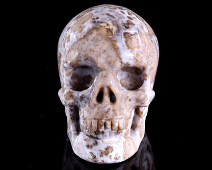 3.0" Blue Sakura Agate Hand Carved Crystal Realistic Skull Sculpture