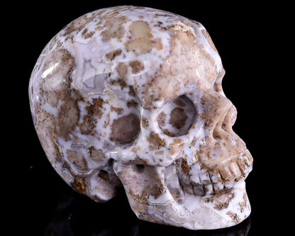 3.0" Blue Sakura Agate Hand Carved Crystal Realistic Skull Sculpture