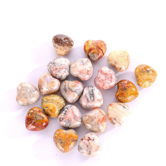 Natural Crazy Agate Hand Carved Crystal Heart