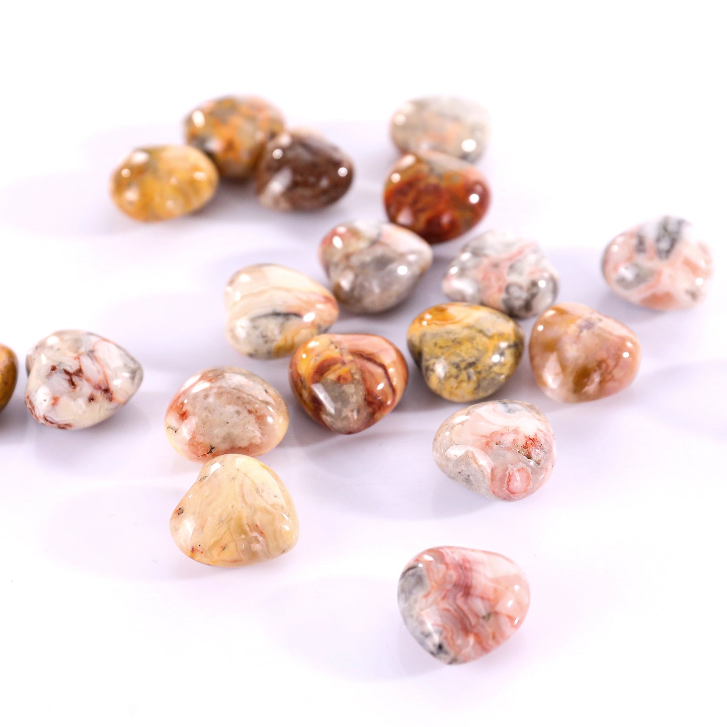 Natural Crazy Agate Hand Carved Crystal Heart