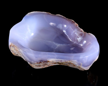 6.5" Blue Chalcedony Hand Carved Crystal Jewelry Tray Fruit Tray