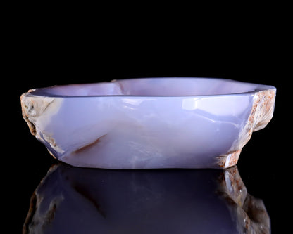 6.5" Blue Chalcedony Hand Carved Crystal Jewelry Tray Fruit Tray