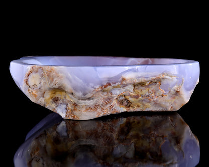 6.5" Blue Chalcedony Hand Carved Crystal Jewelry Tray Fruit Tray