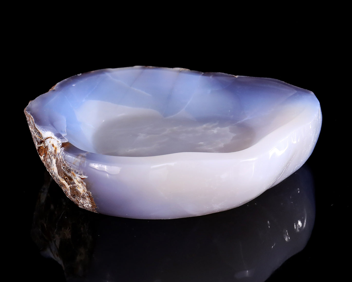 6.3" Blue Chalcedony Hand Carved Crystal Jewelry Tray Fruit Tray