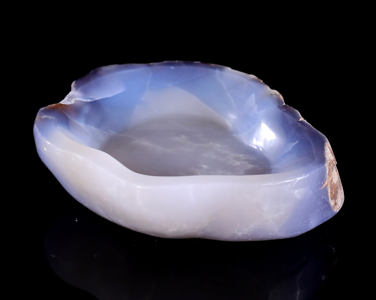6.3" Blue Chalcedony Hand Carved Crystal Jewelry Tray Fruit Tray
