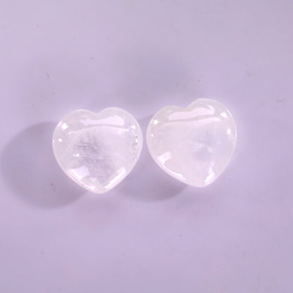 Natural Angolan Quartz Rock Hand Carved Crystal Heart