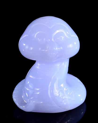 2.4" Blue Chalcedony Hand Carved Crystal Baby Snake Sculpture