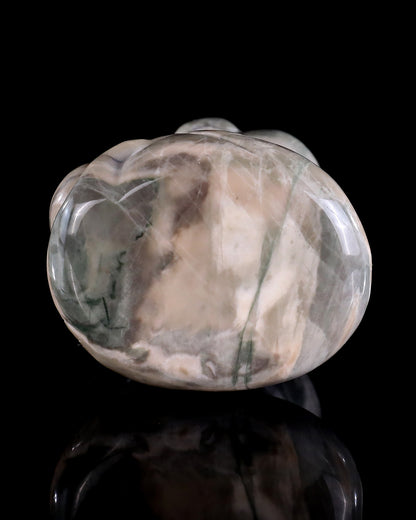 2.9" Jiulong Jade Hand Carved Crystal Baby Snake Sculpture
