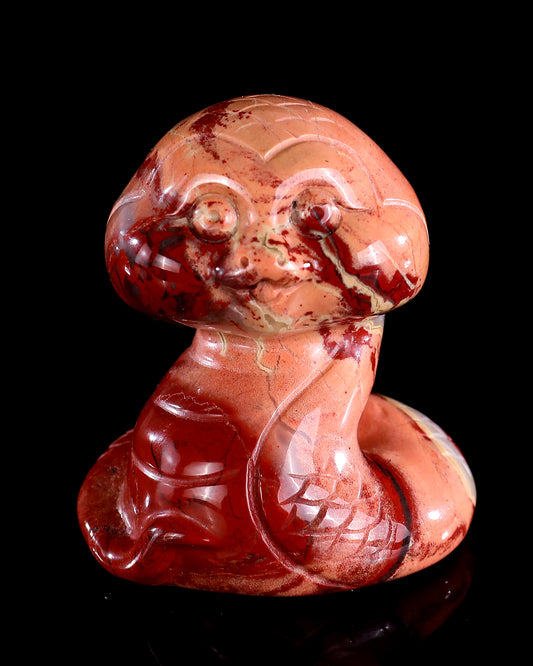 2.4" Red Jasper Hand Carved Crystal Baby Snake Sculpture