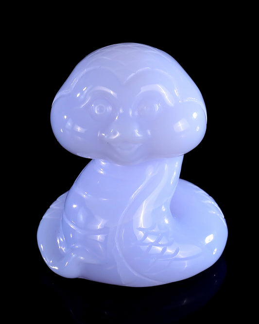 2.4" Blue Chalcedony Hand Carved Crystal Baby Snake Sculpture