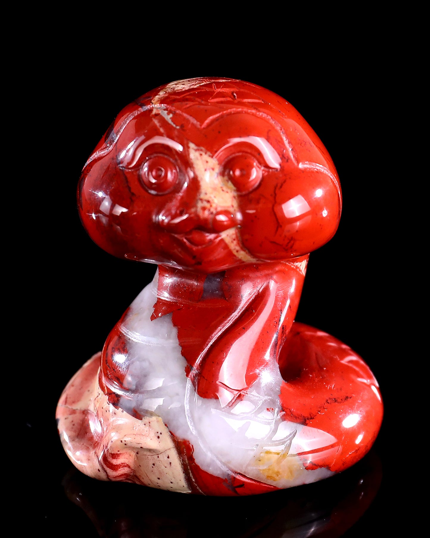2.4" Red Jasper Hand Carved Crystal Baby Snake Sculpture