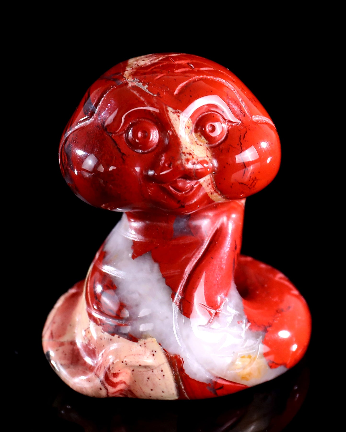 2.4" Red Jasper Hand Carved Crystal Baby Snake Sculpture