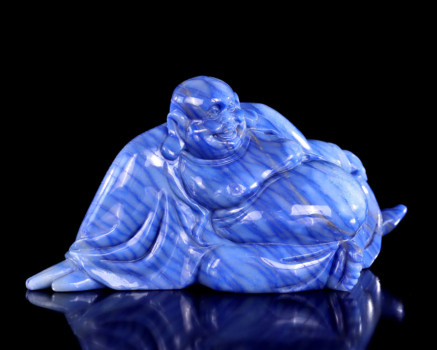 10" Blue Aventurine Hand Carved Crystal Buddha Sculpture