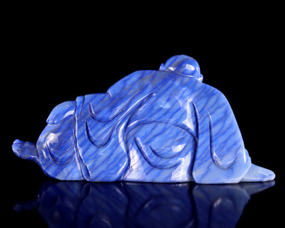 10" Blue Aventurine Hand Carved Crystal Buddha Sculpture