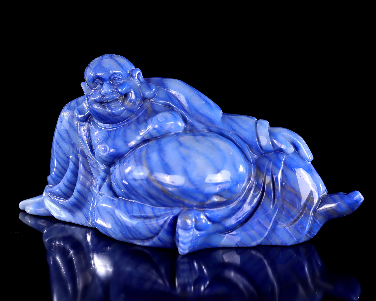 10" Blue Aventurine Hand Carved Crystal Buddha Sculpture