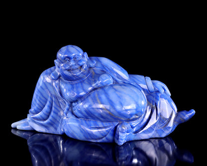 10" Blue Aventurine Hand Carved Crystal Buddha Sculpture