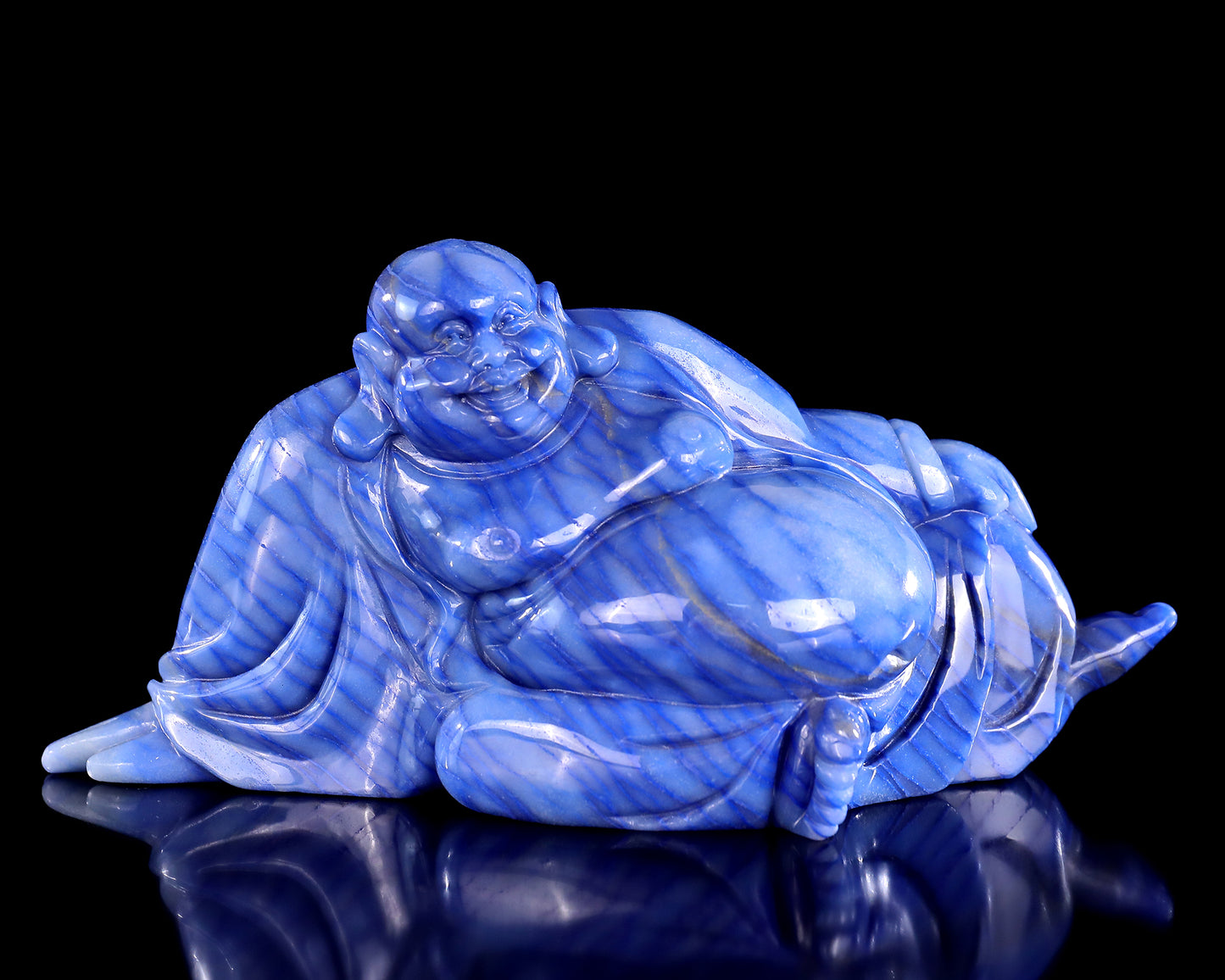 10" Blue Aventurine Hand Carved Crystal Buddha Sculpture