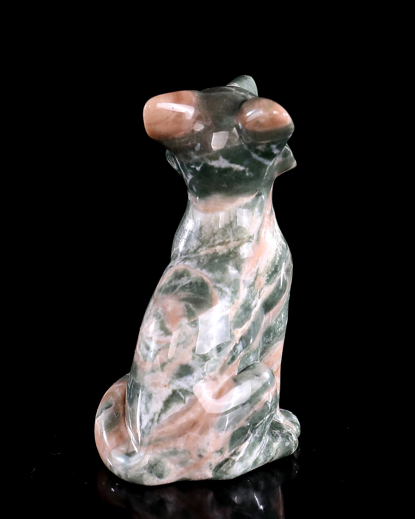 2.9" Natural Jiulong Jade Hand Carved Crystal Fox Sculpture